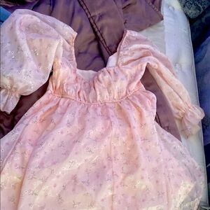 Pink Floral Dress with Puff Sleeves